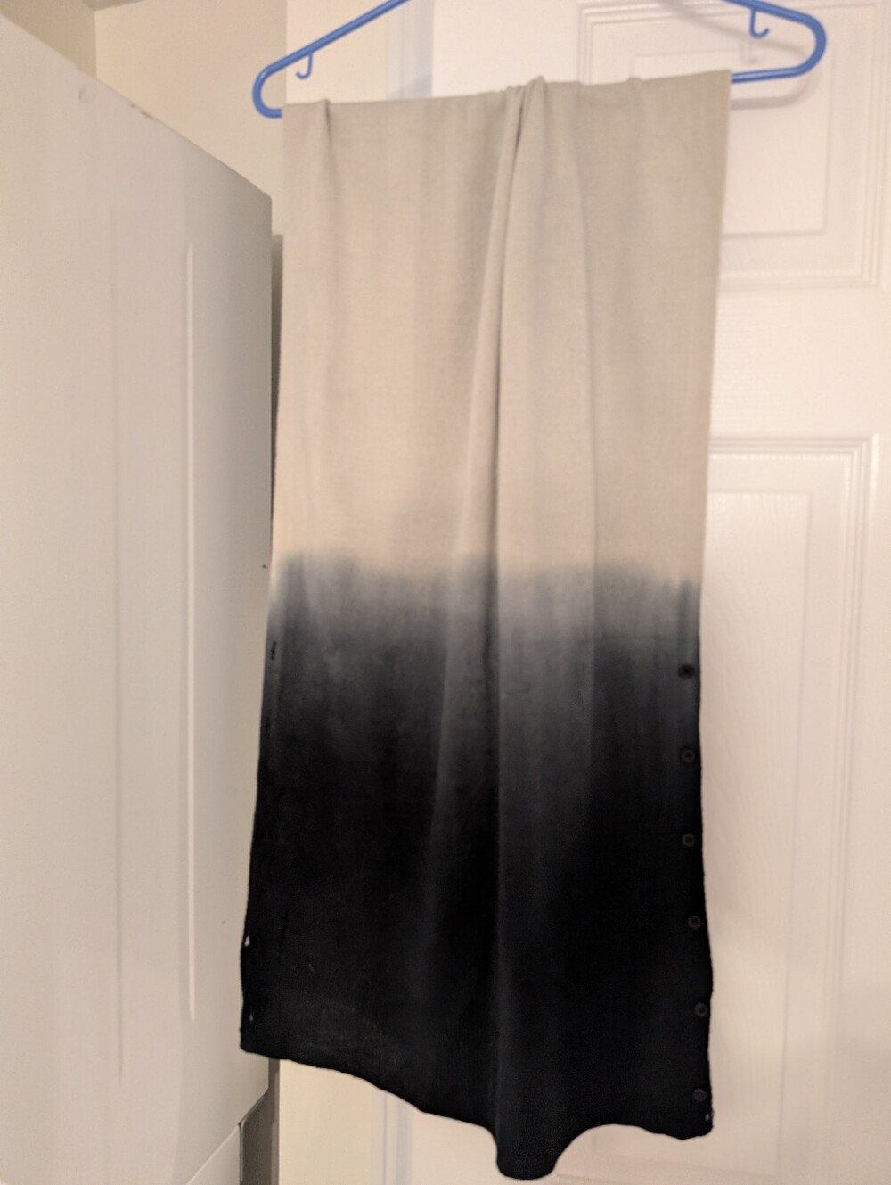 Ombre Black Dip Dye and Scrarf with Side Button Detail